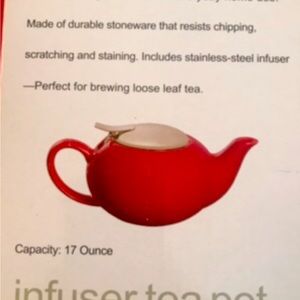Infused Teapot. Includes stainless steel infuser. Perfect for brewing tea! NEW!!